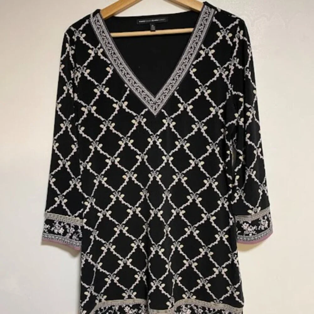White House Black Market Geo Floral Women's Tunic Dress - Size M - Picture 3 of 10